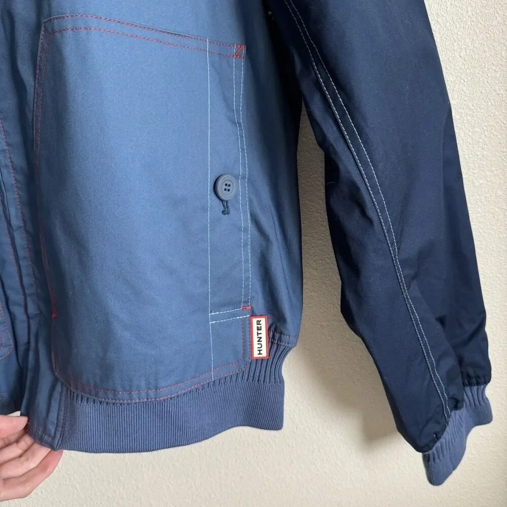 Hunter Jacket Mens Large‎ Blue Full Zip Rain Coat Utility Outdoor Retro Collared